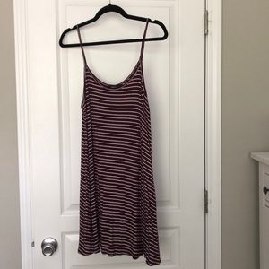 Forever 21 Striped Maroon & White Swing Dress
